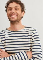 Saint James Unisex MERIDIEN MODERNE V4HD8 Original Breton Shirt Heavyweight Cotton ECRU/NAVY - Image 2