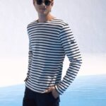 Saint James Unisex MERIDIEN MODERNE V4HD8 Original Breton Shirt Heavyweight Cotton ECRU/NAVY