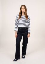 Saint James Unisex MINQUIERS DROP II V4HD40 Drop-Shoulder Breton Striped Shirt Soft Cotton Straight Fit WHITE/NAVY - Image 2