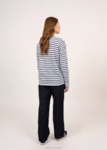 Saint James Unisex MINQUIERS DROP II V4HD40 Drop-Shoulder Breton Striped Shirt Soft Cotton Straight Fit WHITE/NAVY - Image 3