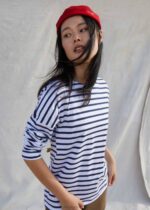 Saint James Unisex MINQUIERS DROP II V4HD40 Drop-Shoulder Breton Striped Shirt Soft Cotton Straight Fit WHITE/NAVY - Image 7