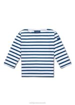 Saint James Unisex MINQUIERS KIDS V4HD173 Authentic Breton Shirt for Kids in Soft Cotton WHITE/NAVY - Image 2