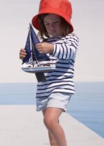 Saint James Unisex MINQUIERS KIDS V4HD173 Authentic Breton Shirt for Kids in Soft Cotton WHITE/NAVY