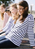 Saint James Unisex MINQUIERS KIDS V4HD173 Authentic Breton Shirt for Kids in Soft Cotton WHITE/NAVY - Image 3