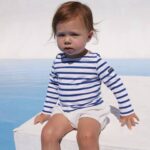 Saint James Unisex MINQUIERS KIDS V4HD174 Authentic Breton Shirt for Kids in Soft Cotton WHITE/ROYAL BLUE