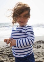 Saint James Unisex MINQUIERS KIDS V4HD174 Authentic Breton Shirt for Kids in Soft Cotton WHITE/ROYAL BLUE - Image 3