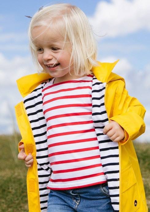 Saint James Unisex MINQUIERS KIDS V4HD175 Authentic Breton Shirt for Kids in Soft Cotton WHITE/RED - Image 4