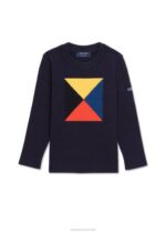 Saint James Unisex PALAVAS KIDS V4HD172 Colorful Graphic Sweater For Kids 100% Cotton NAVY/MULTICO - Image 2