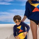 Saint James Unisex PALAVAS KIDS V4HD172 Colorful Graphic Sweater For Kids 100% Cotton NAVY/MULTICO