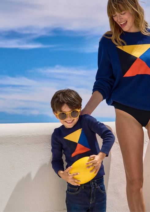 saint_james_unisex_palavas_kids_v4hd172_colorful_graphic_sweater_for_kids_100_cotton_navy_multico.jpg Saint James Unisex PALAVAS KIDS V4HD172 Colorful Graphic Sweater For Kids 100% Cotton NAVY/MULTICO - Image 1