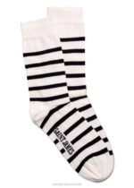 Saint James Unisex PIEDS RAYES V4HD26 Striped Socks ECRU/NAVY - Image 2