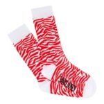 Saint James Unisex PIEDS ZEBRE V4HD133 Embroidered Socks WHITE/TANGERINE