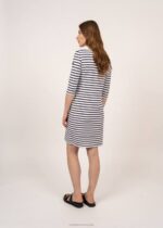 Saint James Unisex PROPRIANO III V4HD110 Form-Fitting Nautical Stripe Dress Anti-UV Stretch Fabric WHITE/NAVY - Image 3