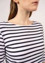 Saint James Unisex PROPRIANO III V4HD110 Form-Fitting Nautical Stripe Dress Anti-UV Stretch Fabric WHITE/NAVY - Image 6