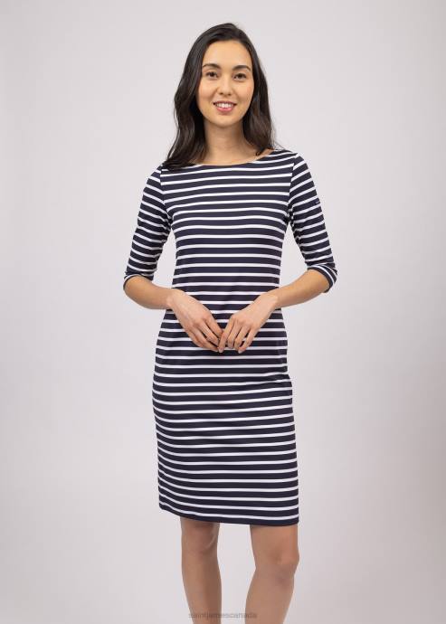 Saint James Unisex PROPRIANO III V4HD41 Form-Fitting Nautical Stripe Dress Anti-UV Stretch Fabric NAVY/WHITE - Image 3