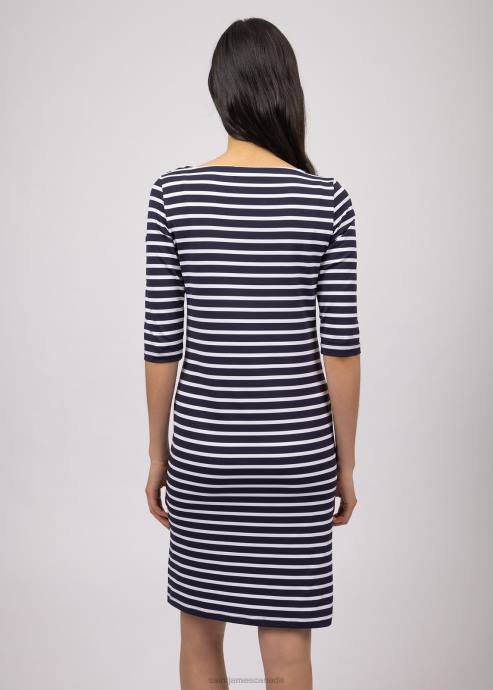 Saint James Unisex PROPRIANO III V4HD41 Form-Fitting Nautical Stripe Dress Anti-UV Stretch Fabric NAVY/WHITE - Image 4