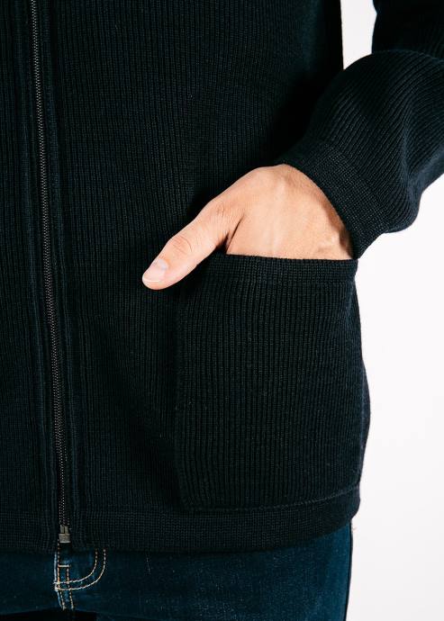 Saint James Unisex QUIBERON III V4HD156 Heavy Knit Wool Breton Jacket Comfort Fit NAVY - Image 2
