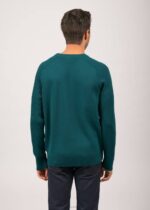 Saint James Unisex SIENNE V4HD149 Contrasting Rib Sweater 100% Wool EMERALD GREEN - Image 2