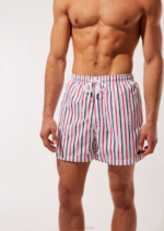 Saint James Unisex SOLID & STRIPED V4HD141 The Classic WHITE/NAVY/RED - Image 2