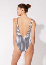 Saint James Unisex SOLID & STRIPED V4HD33 The Reversible Anne-Marie WHITE/NAVY - Image 3