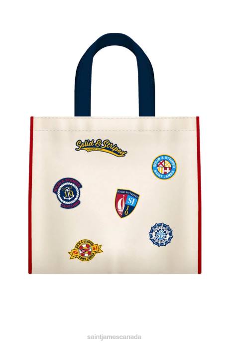 Saint James Unisex SOLID & STRIPED V4HD39 Canvas Tote With Patches MULTICO - Image 1