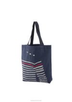 Saint James Unisex STRIPED TOTE BAG V4HD9 Tote Bag in Recycled Cotton NAVY/ECRU - Image 5