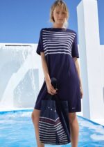 Saint James Unisex STRIPED TOTE BAG V4HD9 Tote Bag in Recycled Cotton NAVY/ECRU - Image 6