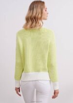 Saint James Unisex TALMONT V4HD48 Chunky Cotton Sweater WHITE/LIME - Image 4