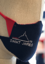 Saint James Unisex TRICOLOR FACE MASK V4HD111 Cotton Knit Face Mask with Logo NAVY LOGO - Image 2