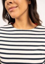 Saint James Unisex VAUJANY V4HD17 Striped Shirt with Heart Elbow patches ECRU/NAVY - Image 10