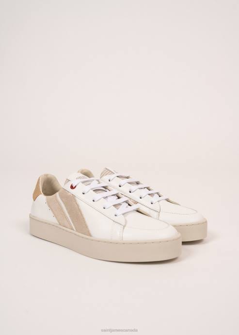 Saint James Women BASK CAVAL V4HD4 Sustainable Sneakers by Caval WHITE/GOLD LUREX - Image 2