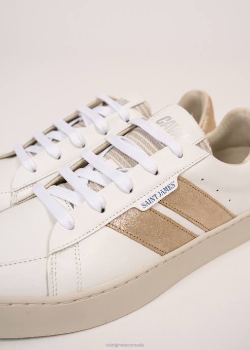 Saint James Women BASK CAVAL V4HD4 Sustainable Sneakers by Caval WHITE/GOLD LUREX - Image 3