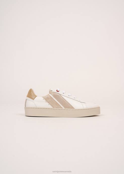 Saint James Women BASK CAVAL V4HD4 Sustainable Sneakers by Caval WHITE/GOLD LUREX - Image 7