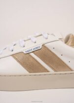 Saint James Women BASK CAVAL V4HD4 Sustainable Sneakers by Caval WHITE/GOLD LUREX - Image 8