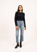 Saint James Women BREGANCON V4HD24 Breton Sweater with Jacquard Elbow Patch NAVY