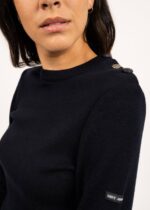 Saint James Women BREGANCON V4HD24 Breton Sweater with Jacquard Elbow Patch NAVY - Image 5