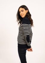 Saint James Women BREGANCON V4HD29 Breton Striped Sweater with Jacquard Elbow Patch NAVY/IVORY - Image 3