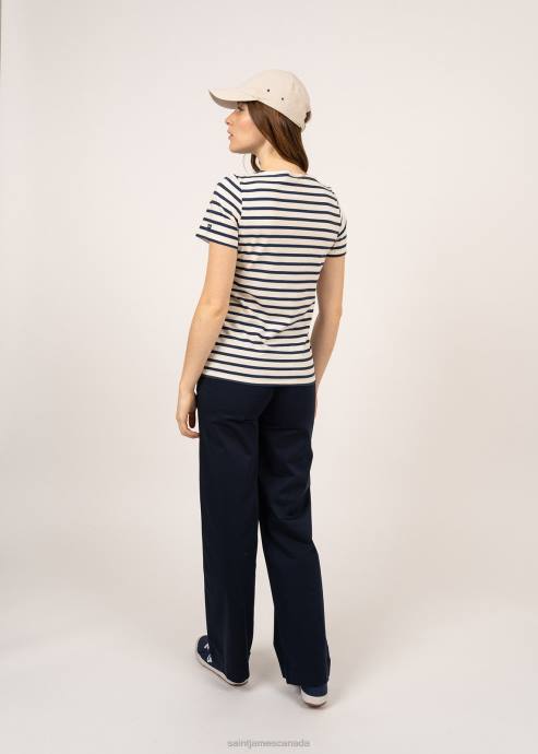 Saint James Women ETRILLE II V4HD58 Nautical Stripe Tee with Short Sleeves Soft Cotton Fit ECRU/NAVY - Image 2
