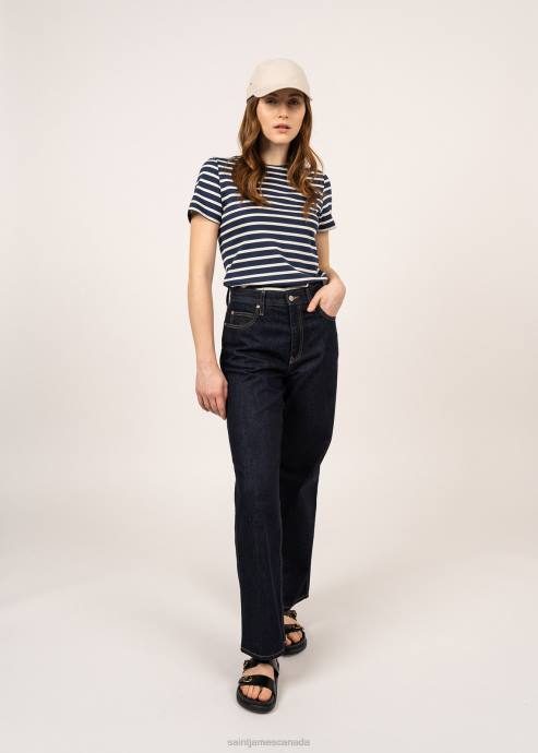 Saint James Women ETRILLE V4HD64 Nautical Stripe Tee with Short Sleeves Soft Cotton Fit NAVY/ECRU - Image 2