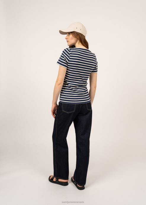 Saint James Women ETRILLE V4HD64 Nautical Stripe Tee with Short Sleeves Soft Cotton Fit NAVY/ECRU - Image 3