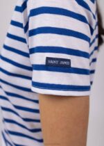 Saint James Women ETRILLE V4HD76 Nautical Stripe Tee with Short Sleeves Soft Cotton Fit WHITE/ROYAL BLUE - Image 3