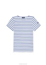 Saint James Women ETRILLE V4HD76 Nautical Stripe Tee with Short Sleeves Soft Cotton Fit WHITE/ROYAL BLUE - Image 6