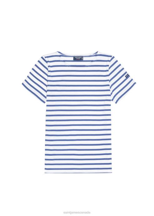Saint James Women ETRILLE V4HD76 Nautical Stripe Tee with Short Sleeves Soft Cotton Fit WHITE/ROYAL BLUE - Image 6