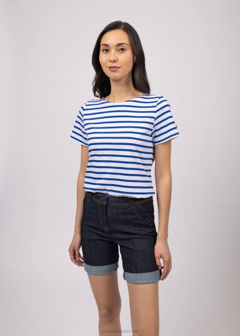 saint_james_women_etrille_v4hd76_nautical_stripe_tee_with_short_sleeves_soft_cotton_fit_white_royal_blue.jpg Saint James Women ETRILLE V4HD76 Nautical Stripe Tee with Short Sleeves Soft Cotton Fit WHITE/ROYAL BLUE - Image 1