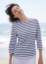 Saint James Women GALATHEE II V4HD51 Breton Striped Top with Sleeve Soft Cotton Fit WHITE/BLACK - Image 2