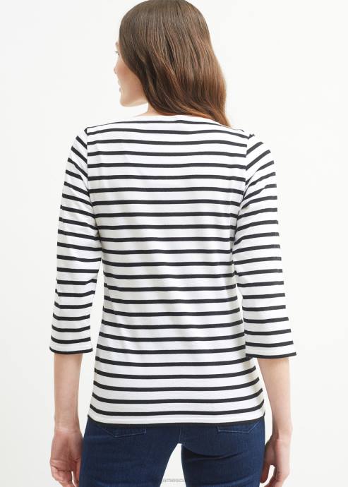 Saint James Women GALATHEE II V4HD51 Breton Striped Top with Sleeve Soft Cotton Fit WHITE/BLACK - Image 4