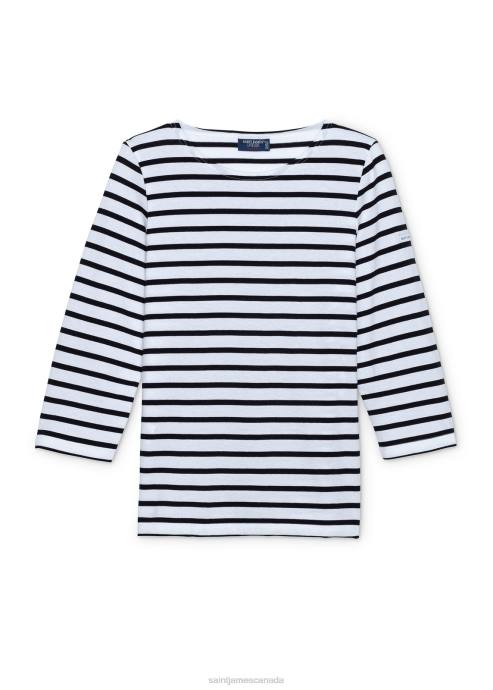 Saint James Women GALATHEE II V4HD51 Breton Striped Top with Sleeve Soft Cotton Fit WHITE/BLACK - Image 5