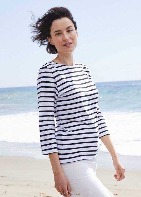 saint_james_women_galathee_ii_v4hd51_breton_striped_top_with_sleeve_soft_cotton_fit_white_black.jpg Saint James Women GALATHEE II V4HD51 Breton Striped Top with Sleeve Soft Cotton Fit WHITE/BLACK - Image 1