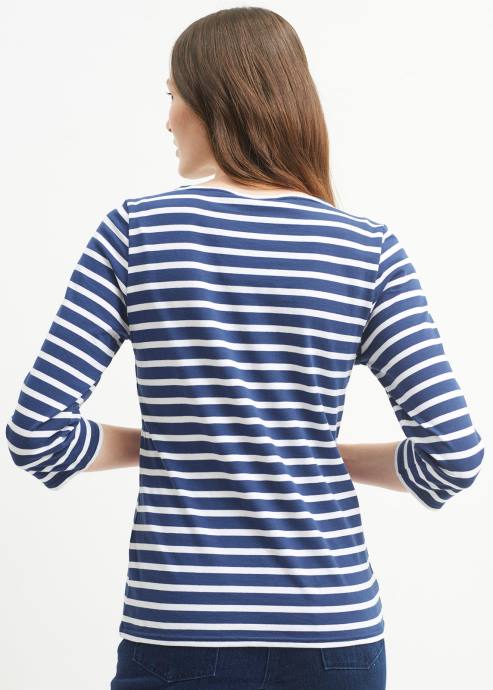 Saint James Women GALATHEE II V4HD52 Breton Striped Top with Sleeve Soft Cotton Fit NAVY/WHITE - Image 3