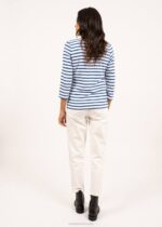 Saint James Women GALATHEE II V4HD60 Breton Striped Top with Sleeve Soft Cotton Fit WHITE/ROYAL BLUE - Image 2